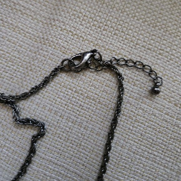 Necklace Green Stone in Silver tone Setting Chain Beads Long 38" - Picture 7 of 12